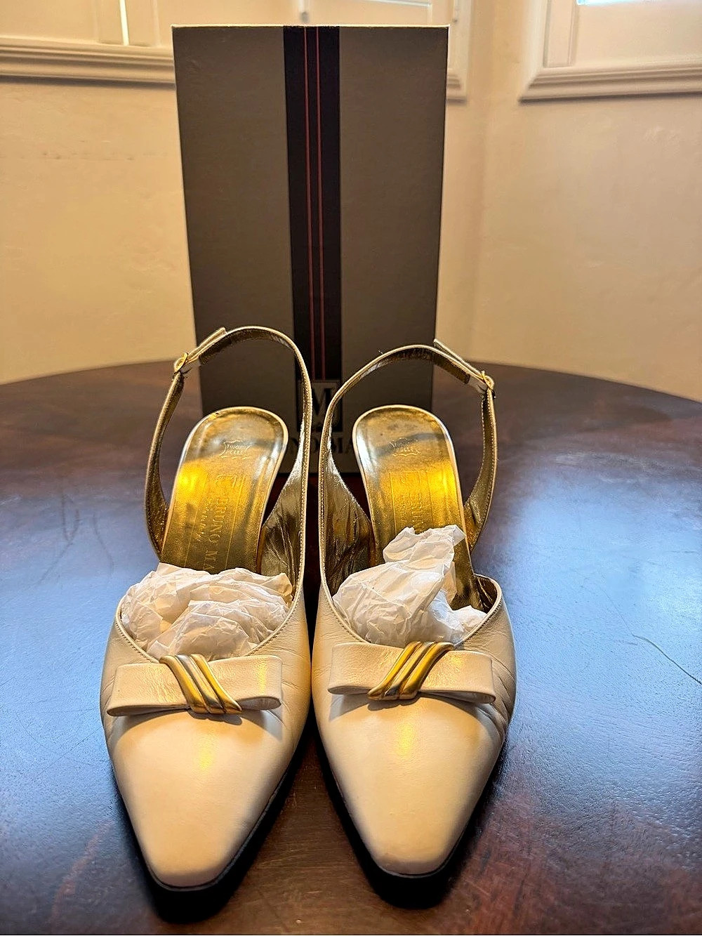 Bruno Magli Emily 75 Slingback Heels in Cream US 7 C